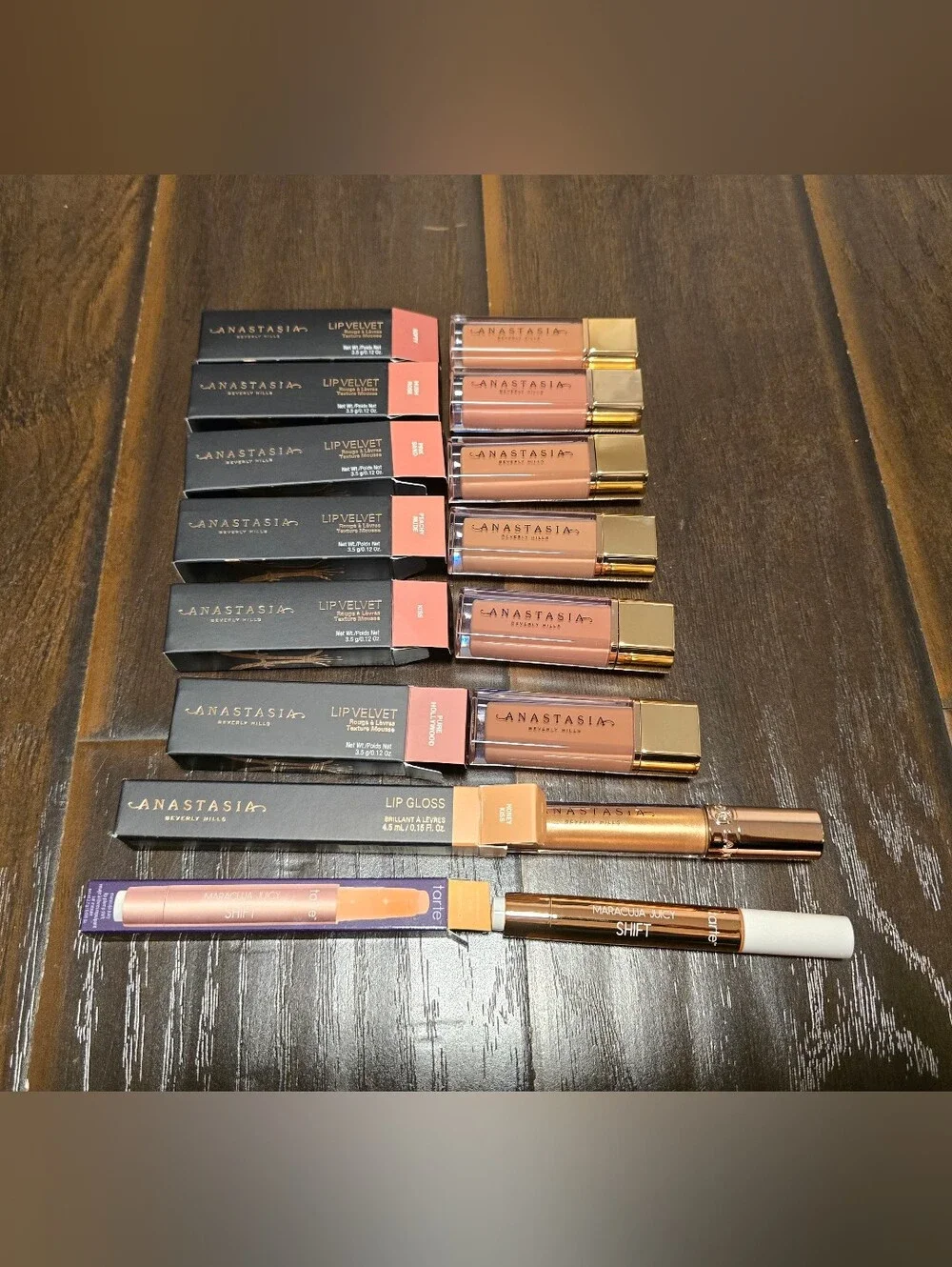 Anastasia Beverly Hills Lip Velvet Lip Gloss Set Tarte Juicy Lip Nude Kiss Rose